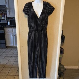 Abercrombie & Fitch Black and White Striped Jumpsuit